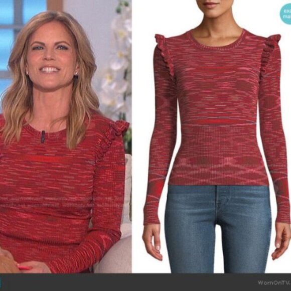 cinq a sept Tops - Rare Cinq a Sept Red Ruffle Salma Long Sleeve Size XS